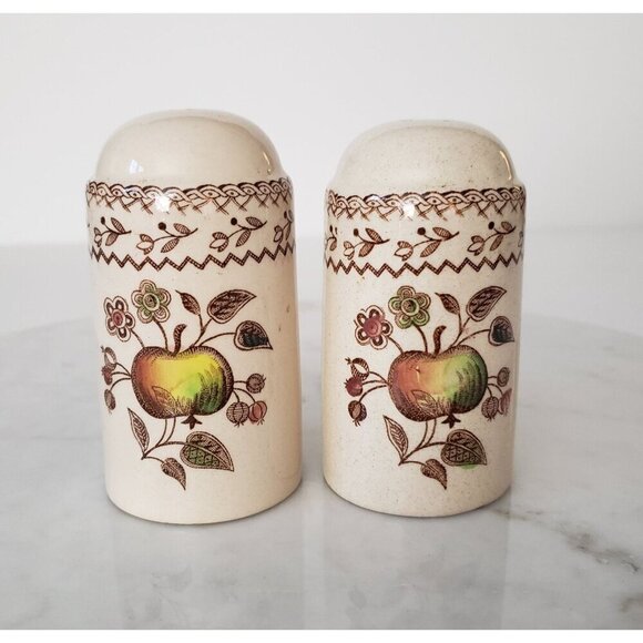 VTG Johnson Brothers Fruit Sampler Apple Ceramic Salt Pepper Shaker Old Granite - Picture 1 of 9